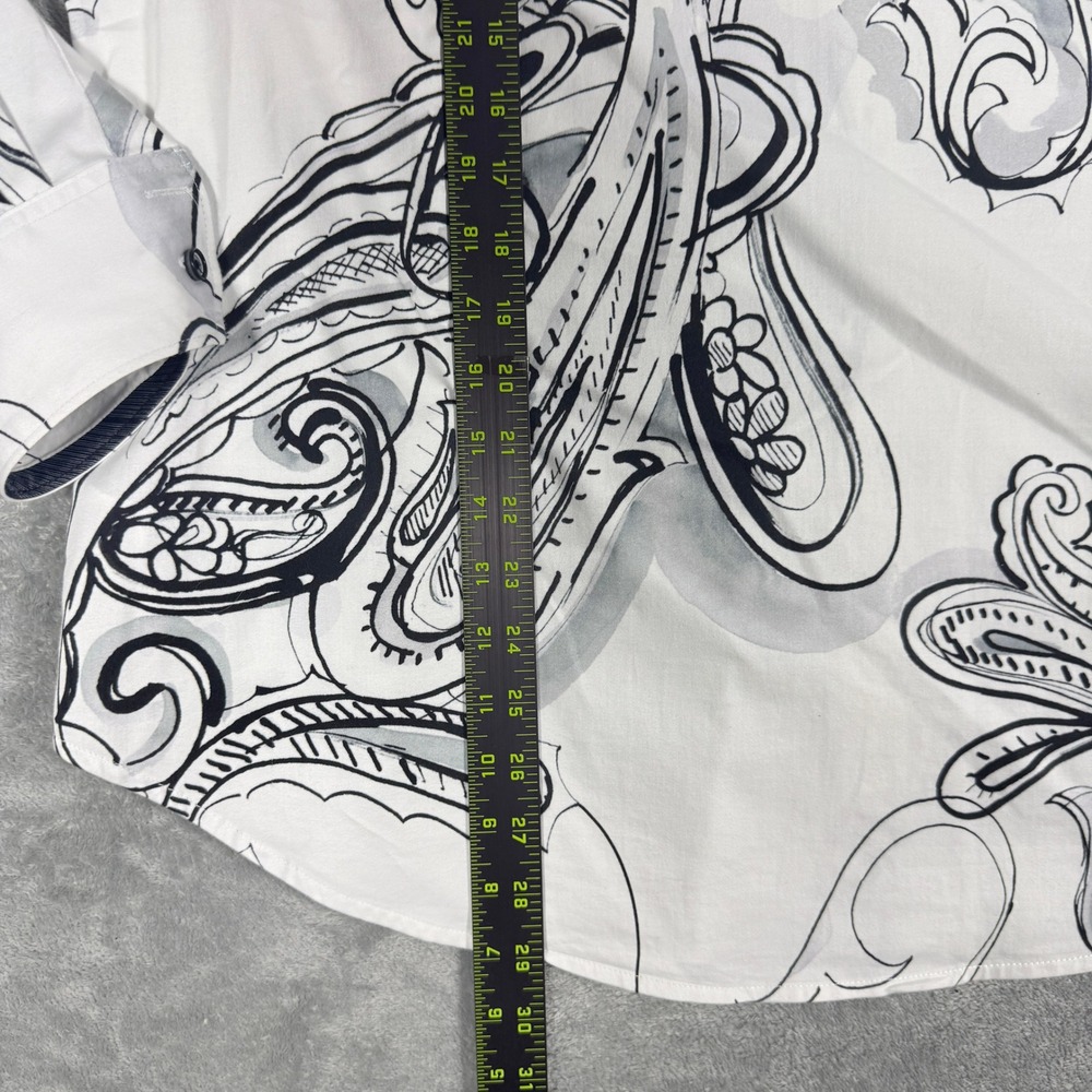 Robert Graham Mens Large Button Down Shirt Paisley White Black - Picture 6 of 9